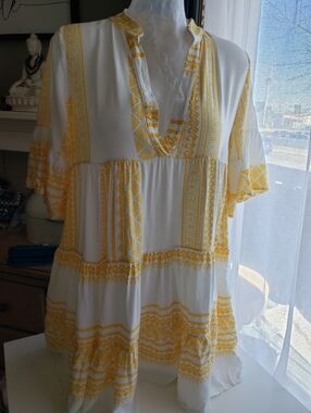 Flowy V-Neck Boho Lightweight Summer Dress Made In Italy